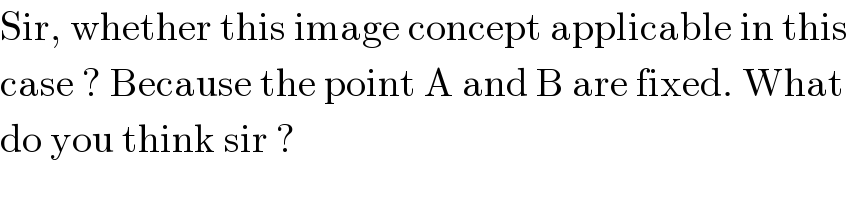 Sir, whether this image concept applicable in this  case ? Because the point A and B are fixed. What  do you think sir ?  