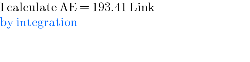 I calculate AE = 193.41 Link         by integration  