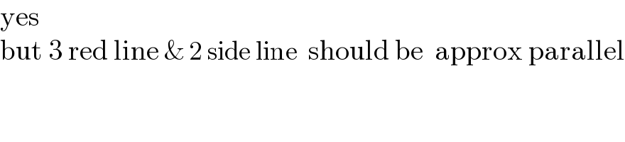 yes  but 3 red line & 2 side line  should be  approx parallel  