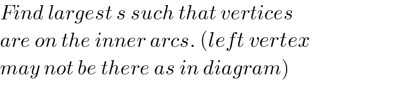 Find largest s such that vertices  are on the inner arcs. (left vertex  may not be there as in diagram)  