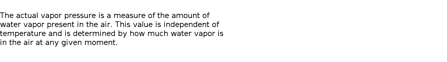   The actual vapor pressure is a measure of the amount of water vapor present in the air. This value is independent of temperature and is determined by how much water vapor is in the air at any given moment.  