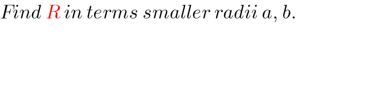 Find R in terms smaller radii a, b.  