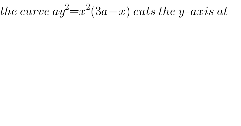 the curve ay^2 =x^2 (3a−x) cuts the y-axis at  
