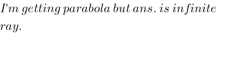 I′m getting parabola but ans. is infinite  ray.  