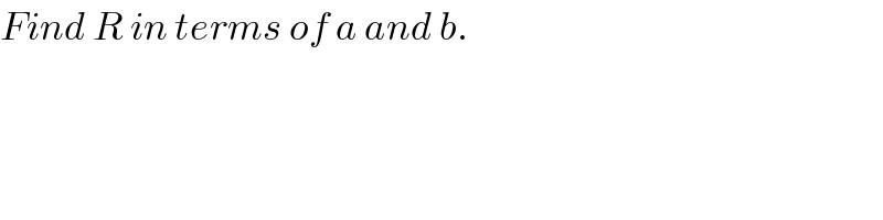 Find R in terms of a and b.  