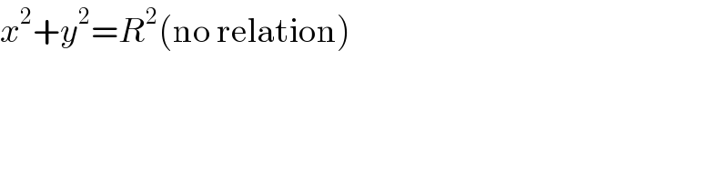 x^2 +y^2 =R^2 (no relation)  