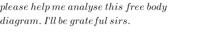 please help me analyse this free body  diagram. I′ll be grateful sirs.  
