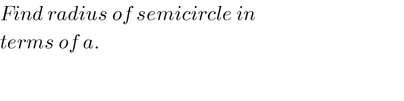 Find radius of semicircle in  terms of a.  